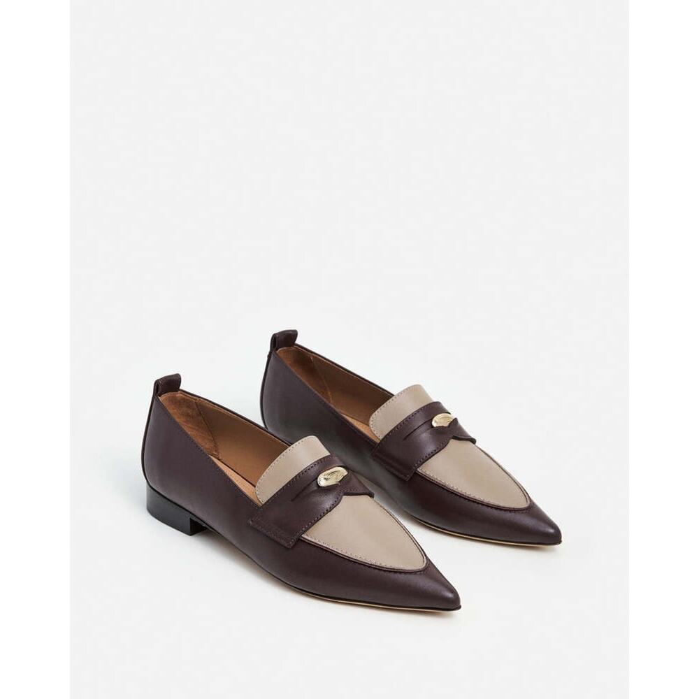 Flattered Penelope Loafer in Taupe/Burgundy Size 7(38) NWT MSRP: $275